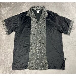 Vintage ODO Shirt Men's XL Black Martini‎ Print Y2K Camp Retro 90s